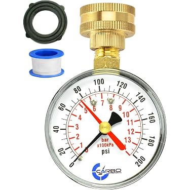 Manómetro De Prueba De Agua Con Llenado De Glicerina - 0-200 PSI/kPa, Esfera De 2.5 Pulgadas, Acero Inoxidable, Impermeable