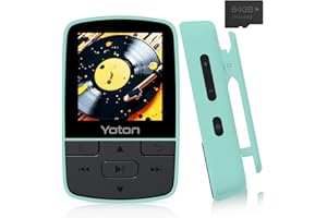 Yoton MP3 Player with Bluetooth 5.2, 64GB, HiFi-Music, with Sports Clip and Independent Volume Button, FM Radio, Earphones Included (Green)
