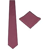 Gollate Mens Solid Linen Tie Set : Slim Necktie with Matching Pocket Square (Chianti)