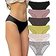 FINETOO 6 Pack Women’s Seamless Hipster Underwear No Show Panties Invisibles Briefs Soft Stretch Bikini Underwears XS-XL
