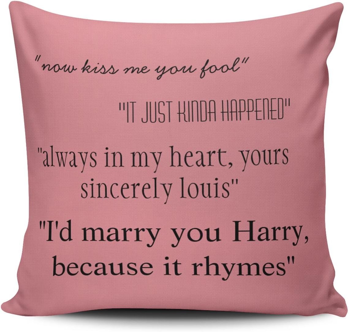 Hoooottle Custom Pretty Cute Pink Larry Stylinson I Ship It and Quotes Square Pillowcase Zippered One Side Printed 16x16 Inches Throw Pillow Case Cushion Cover