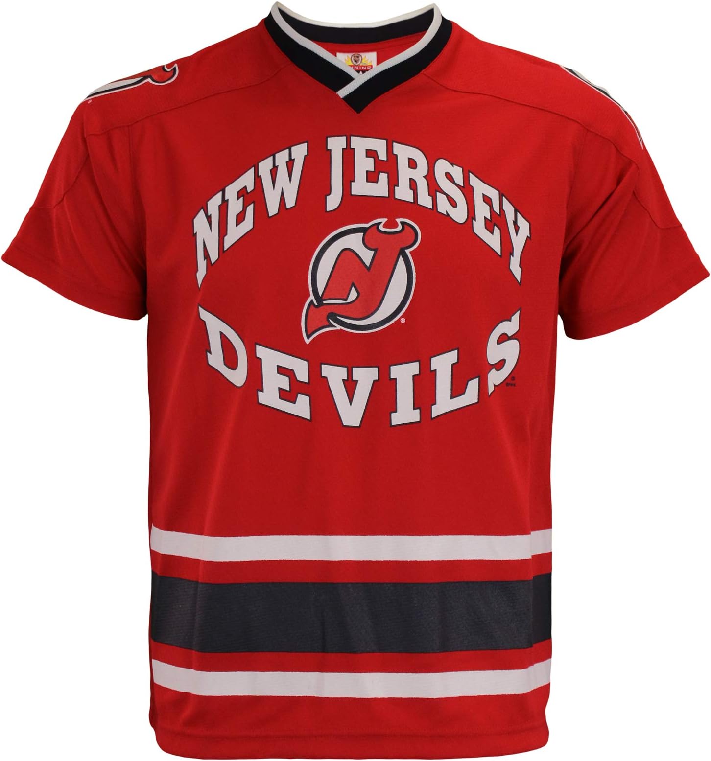 Mighty Mac New Jersey Devils NHL Big Boys Youth Short Sleeve V-Neck Knit Shirt, Red