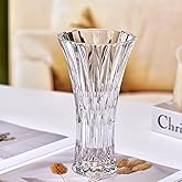 GIDARY Clear Crystal Vase,Glass Flower Vase Thickening Design for Home Decor Centerpieces, Wedding, Mothers Gift