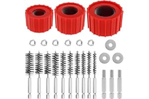 13Pcs Copper Pipe Cleaner Set for Power Drill, Include 1/2" 3/4" 1" Tube Brush + 10pcs Stainless Steel Wire Bore Brush Metal 