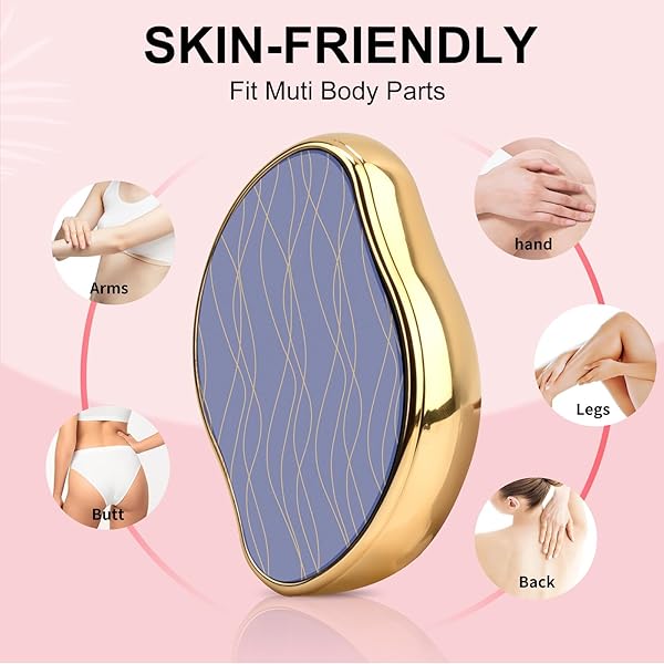 UPGRADED NANO CRYSTAL HAIR ERASER FOR WOMEN AND MEN, MAGIC CRYSTAL HAIR REMOVER DEVICE WITH GENTLE SKIN EXFOLIATION EASY TO USE WORKS FOR ARMS, BACK & LEGS (GOLD)