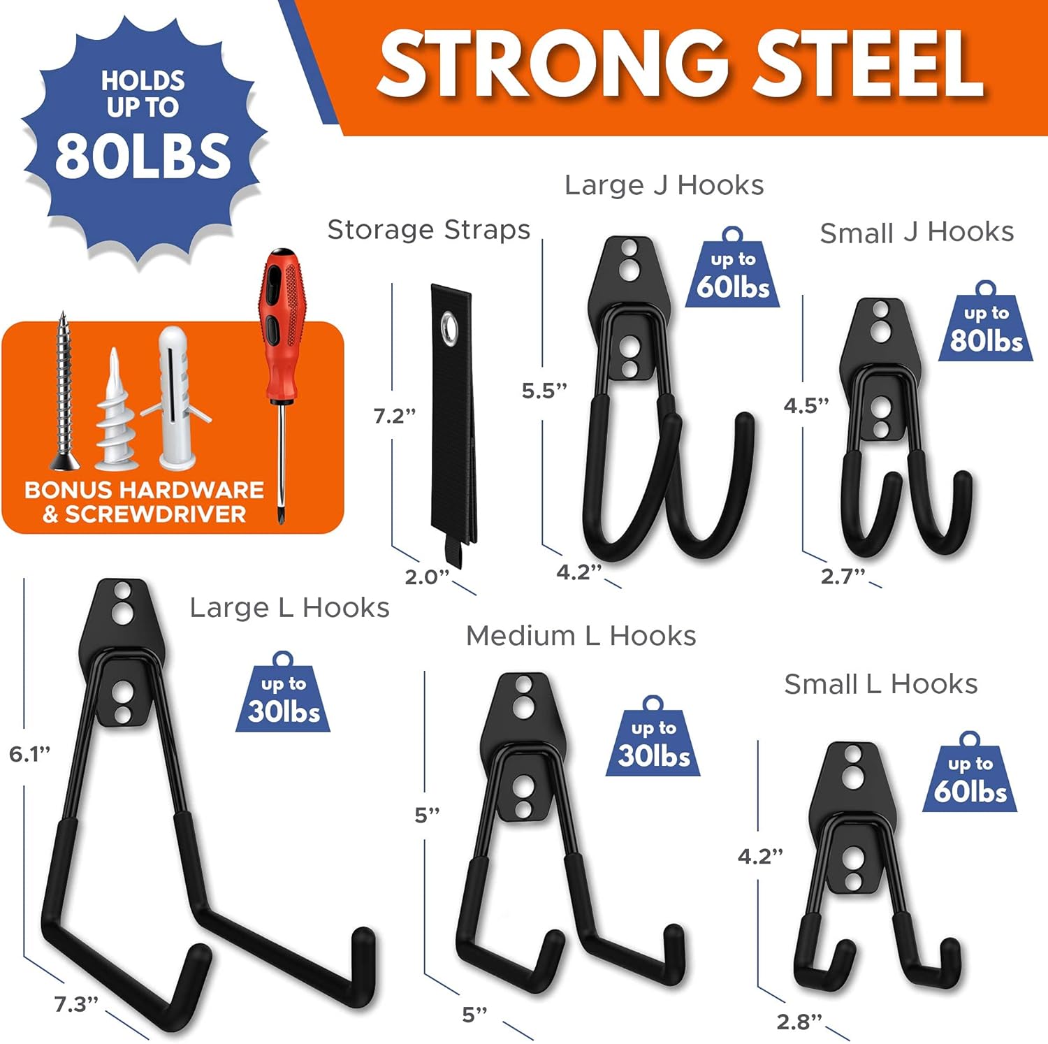 NEATSPACE Garage Hooks Heavy Duty [ 17 Piece Set ] - Our Garage Hooks Wall Mount to Any Surface; Garage Organization and Storage; Garage Storage Hooks; Garage Hangers; Garage Wall Hooks Heavy Duty - - 