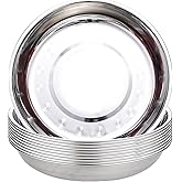 TOPZEA 10 Pack 9 Inch Stainless Steel Plates, Unbreakable Metal Dinnerware Set for Camping, Picnic, BBQ, Canteen & Home Use, 