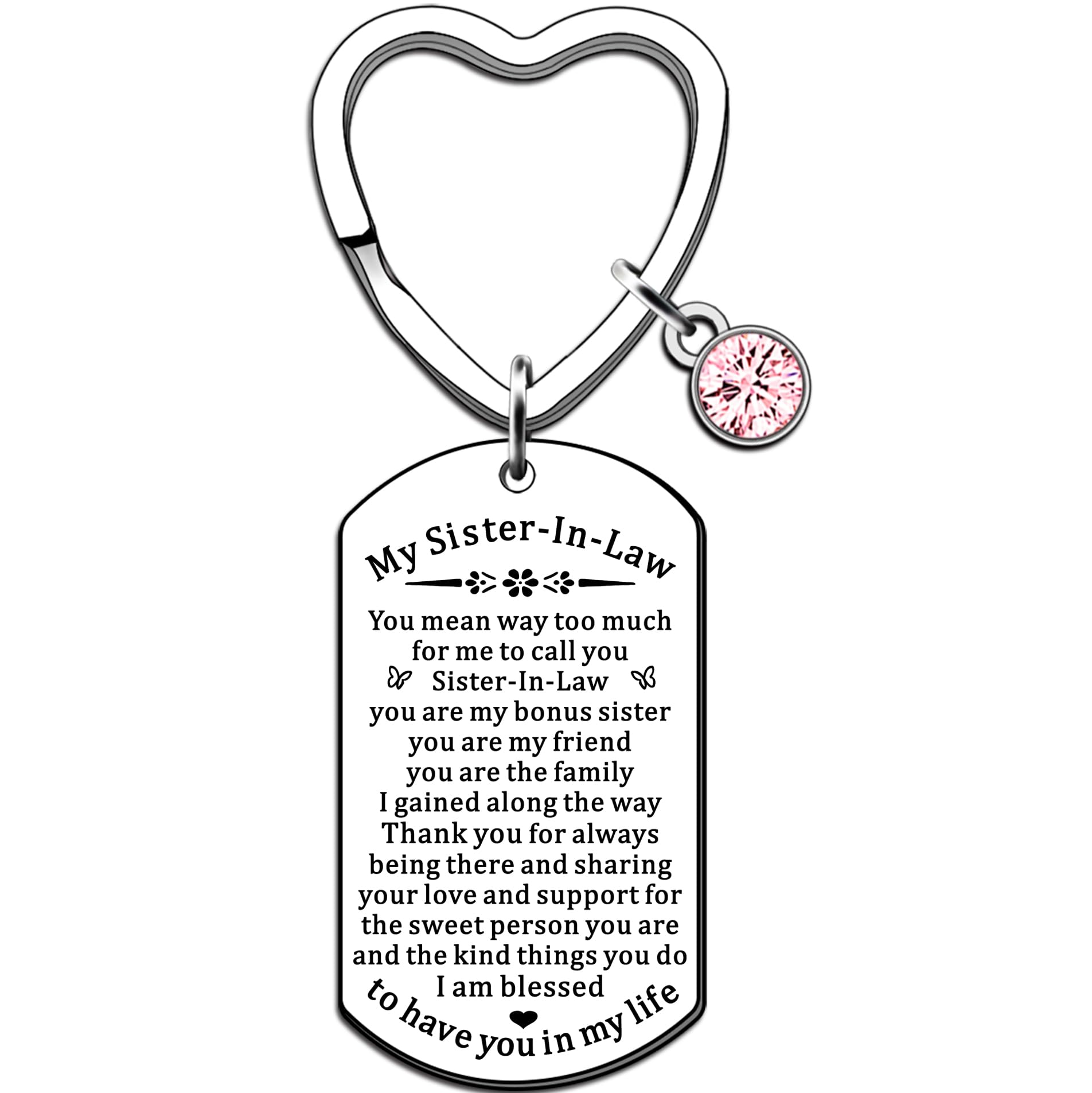 JMIMO Sister In Law Keyring Sister In Law Christmas Birthday Gifts