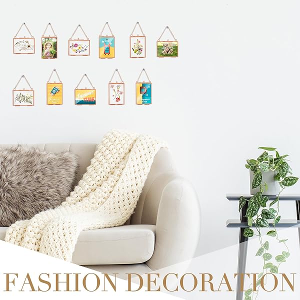 KIGLEY DOUBLE GLASS FRAME FOR PRESSED FLOWERS FLOATING HANGING PHOTO FRAME 3.5 X 2.5 IN BRASS CLEAR PRESSED FLOWER DECOR WITH CHAIN FOR DISPLAY GALLERY ARTWORK, HORIZONTAL VERTICAL (ROSE GOLD,20 PCS)