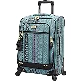 Steve Madden Designer-Gepckkollektion Leichter Softside-Koffer fr Damen und Herren strapazierfhige 50,8 cm groe Tragetasche mit 4 rollenden Spinner-Rdern, Legends Turquoise, 20in, Carry on Bag With