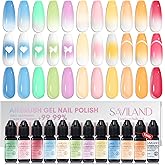 SAVILAND Airbrush Gel Nail Polish Hema-Free: Dilution-Free 12PCS Non-Acetone Airbrush Paint for Nails 15ML Highly Saturated Macaron Colors Ombre Nail Polish Color Spray Airbrush for Nails Art Design
