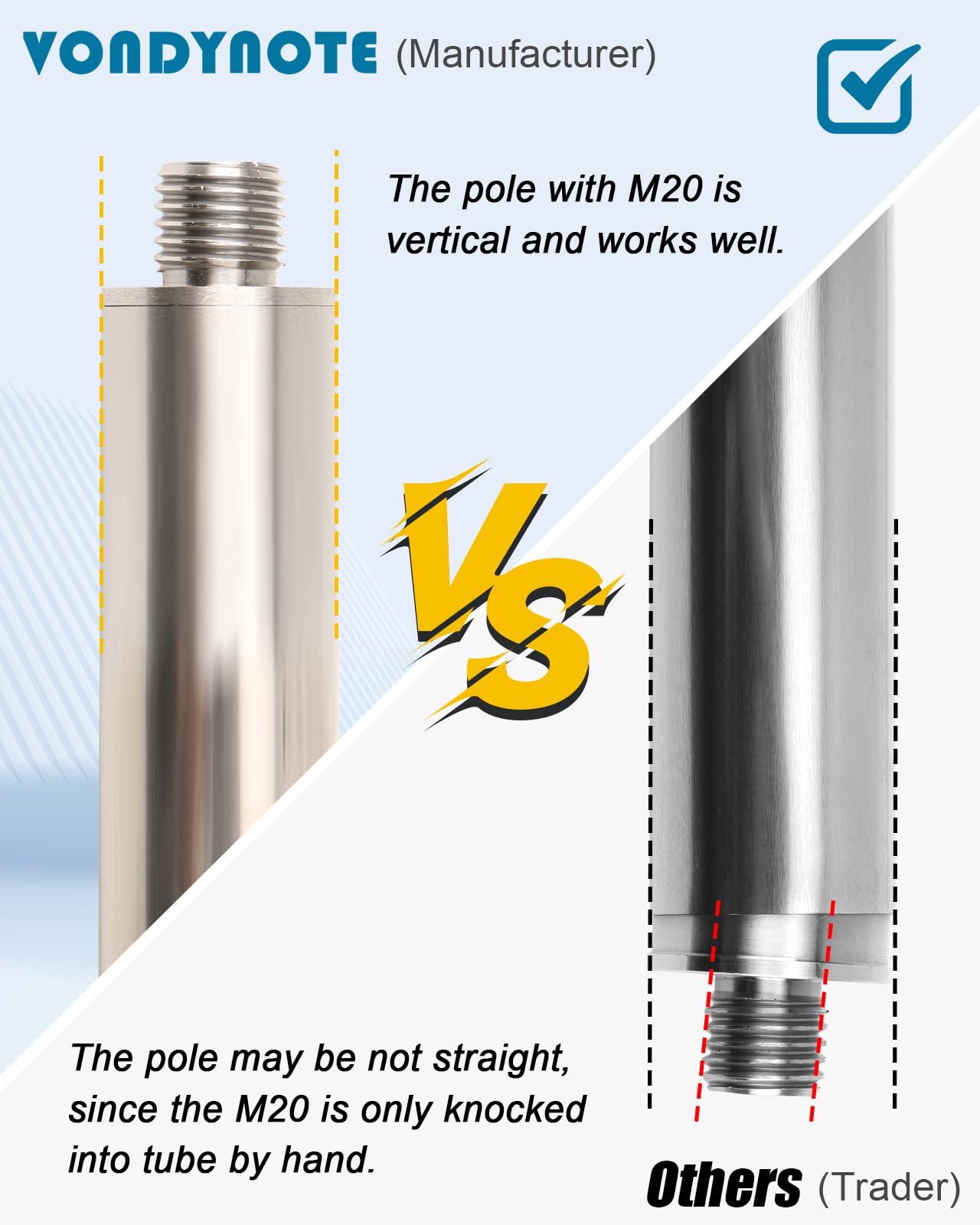 Set of 2 Speaker Pole for Subwoofer Height Adjustable Fits M20 Threaded Mount and 35mm Mount Speaker Extender