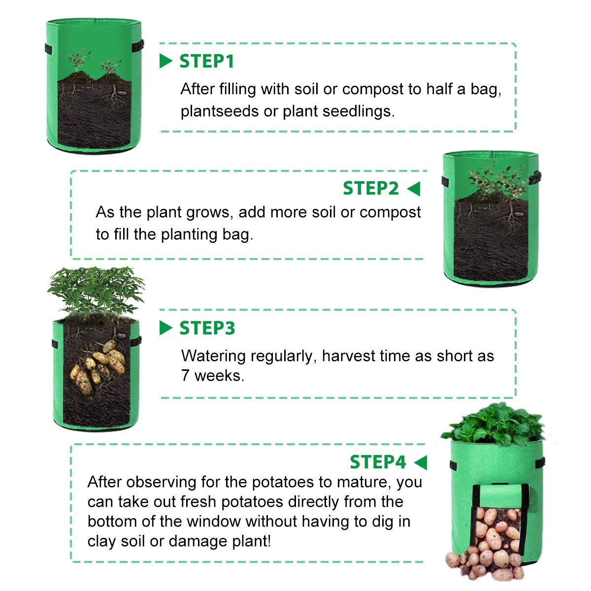 Tvird Potato Grow Bags 2 Pack 10 Gallon Potato Growing Bags Potato