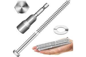 (8Sets) 3/8" x 6" Hex Head Lag Bolts, Heavy Duty Lag Screws with Washers, 304 Stainless Steel Bolts 18-8, Lag Screws Wood Scr