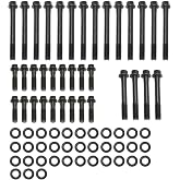 Cylinder Head Bolt Set with Washer &lrm;134-3601 Black Compatible with SB Chevy 350 383 400 SBC