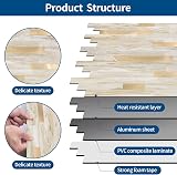 Yipscazo 12"x12" Peel Stick Stone Metal Tile Backsplash Beige Gold Kitchen Bath view 6