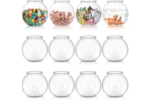 Okllen 12 Pack Plastic Ivy Bowls, 16 Oz Round Fish Bowl Unbreakable Vases Bowls for Home Decor, Carnival Games, Candy, Party Favors, Centerpiece, BPA Free, Clear