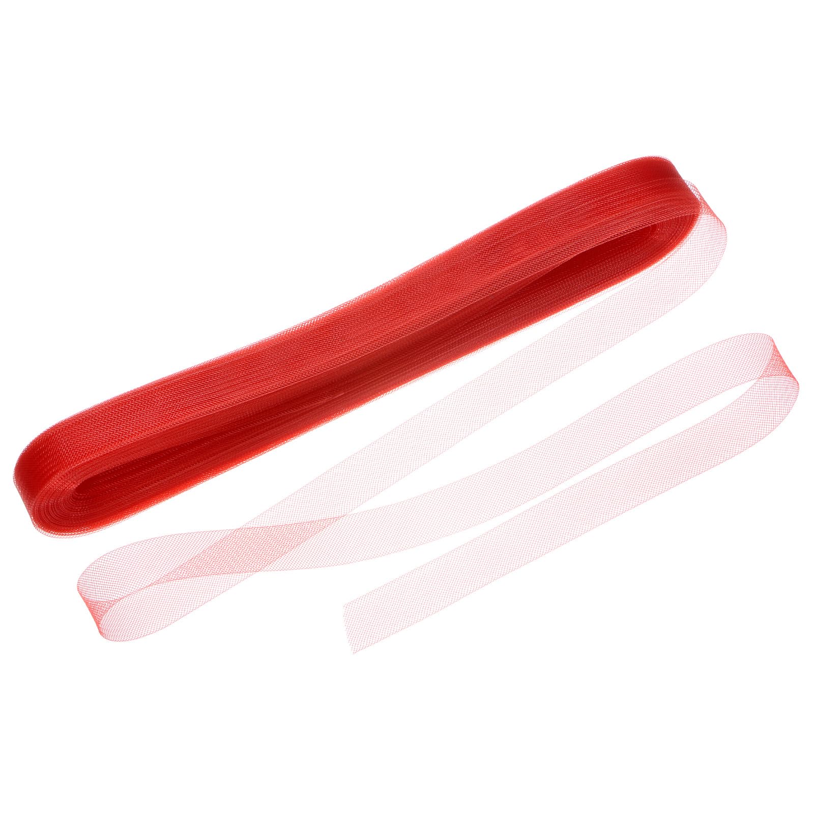 M METERXITY Stiff Horsehair Braid 1 Inch Wide 25 Yards Soft Polyester Horsehair Braid Roll for Wedding Dress/Dance Formal Dress Accessories/Skirt Boning Sewing Shaping [Red]