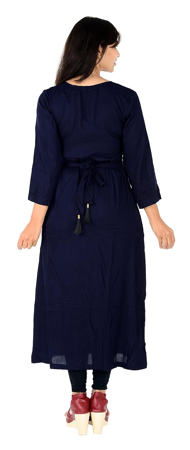 vaidehi creation women v neck style loose plain casual long kurtis