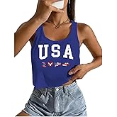 American Flag Crop Top for Women 4th of July Tank Tops USA Independence Day Patriotic Stars Stripes Sleeveless Graphic Shirts