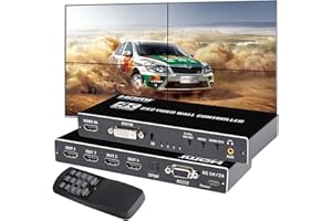 HAICHENTEX Upgraded HDMl Video Wall Controller 2x2 4K, 4 TV Support Screens into 1 Wall Display Video Wall Processor with 8 Splicing Modes1x1,2x2,1x2,1x3,1x4,2x1,3x1,4x1, RS232, 180° Rotate, Audio Extractor