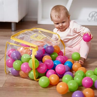 Vinsani 100 Multicoloured Soft Plastic Play Balls 6 cm Non Toxic BPA Free