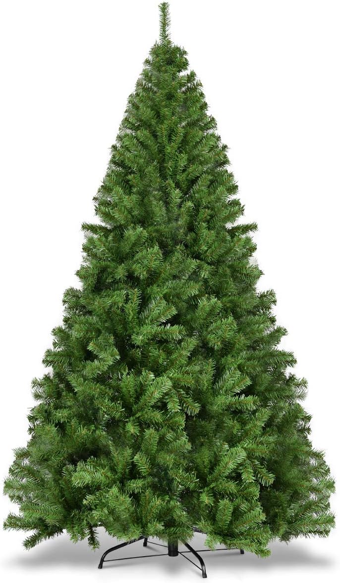 Goplus Christmas Tree Artificial Premium Hinged Spruce Full Tree with Solid Metal Stand (7.5 feet, Classic Series)
