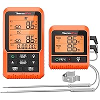 ThermoPro TP826 500FT Wireless Meat Thermometer, Dual Meat Probe Cooking Thermometer with HI/Low Alert & Kitchen Timer, IPX4 