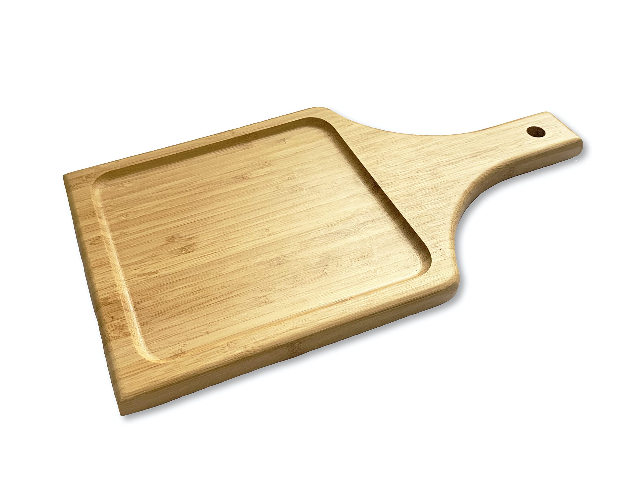Ecowonder Bamboo Wooden Serving Board for Cheese Platters Tapas Dishes - Small Bread Board Burger Board Charcuterie Board - Food Serving Tray with Handle -Serving Platters for Party Food -Wood Board