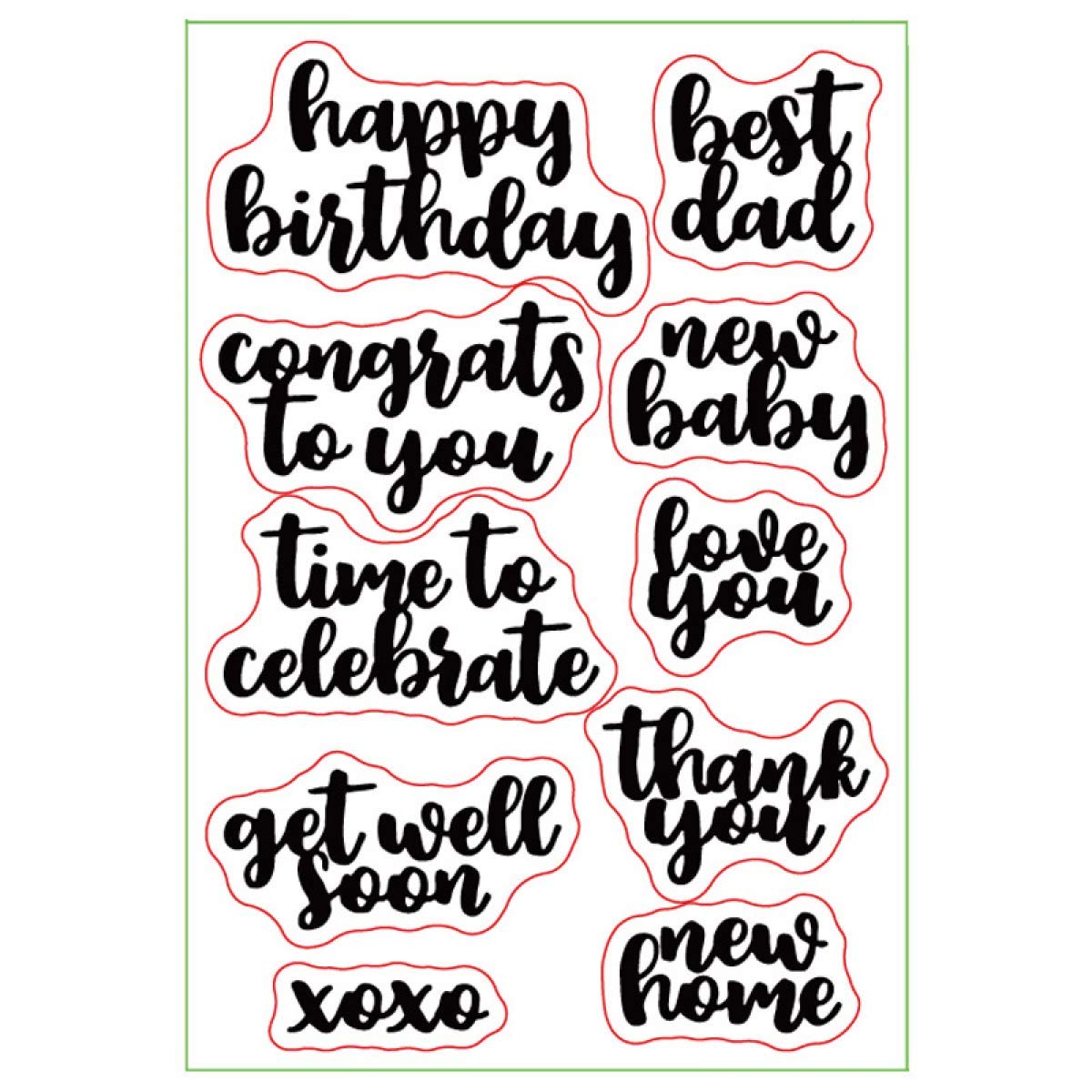 Happy Birthday Best Day New Baby Love You Thank You Greeting Words Transparent Silicone Durable DIY Clear Stamps New Stamp for Card Making and Scrapbooking Handmade Craft Paper Craft DIY Seal