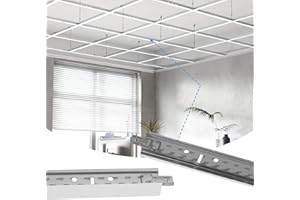 LooYee 10 PCS 24 Inch Cross Tee Drop Ceiling Grid System, 2 Ft Galvanized Steel Rust & Fire Resistance Easy Installation, Ideal for Basement Living Room Garage Kitchen Bathroom White