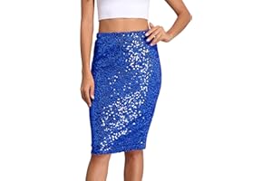 PrettyGuide Women's Sequin Skirt High Waist Sparkle Pencil Skirt Party Cocktail