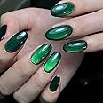 AHAMIOU Crystal Cat Eye Gel Polish Kits Magnetic Nail Polish Set Holographic Cats Eyes Gel Nail Polish Shiny Diamond Glitter Gel with Magnet Stick(Dark Green)