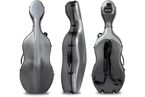 Vetimobato Carbon Fiber Cello Case for 4/4 Full Size Hard Shell with Wheels, Built-in Handle, Backpack Straps,​ Bow Holders Cello Accessories Box Strong & Ultralight (Black Large Pattern)