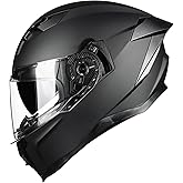 Auboa Motorcycle Helmet Full Face with Dual Visor Motorbike Street Bike Racing DOT for Adults Men Women Model MF569 (Matte Black, XL)