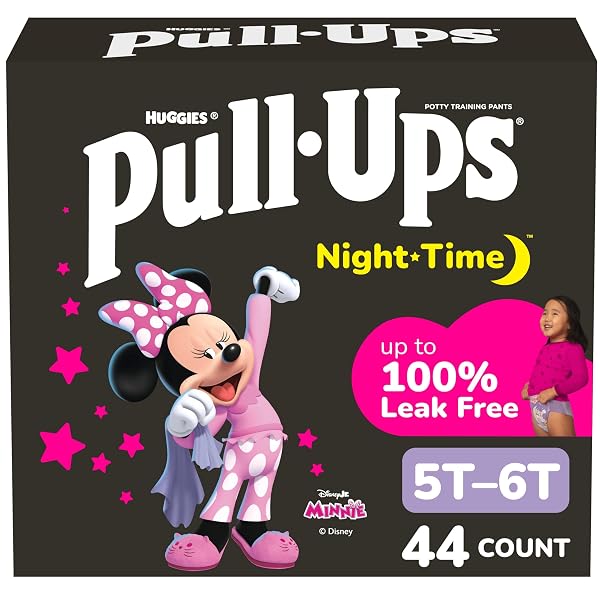 PULL-UPS GIRLS’ NIGHT-TIME POTTY TRAINING PANTS, SIZE 5T-6T OVERNIGHT TRAINING UNDERWEAR (46-60 LBS), 44 CT