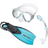 SEAC Sprint Dry Snorkeling Set Includes Fins Mask Snorkel w/Gear Bag