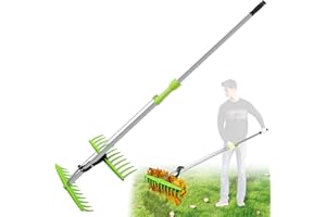 KJX 2-in-1 Leaf Grabber Rake Back Saving, Ergonomic Leaf Scoops Claws with Long Handle, Efficient Leaf Picker Upper Grabber Shovel for Yard Work Lawns Clean Up, Easy Pick Up Leaves No More Bending Over