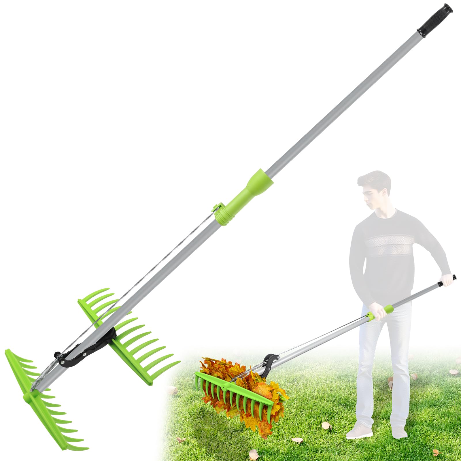Photo 1 of 2-in-1 Leaf Grabber Rake Back Saving, Ergonomic Leaf Scoops Claws with Long Handle, Efficient Leaf Picker Upper Grabber Shovel for Yard Work Lawns Clean Up, Easy Pick Up Leaves No More Bending Over