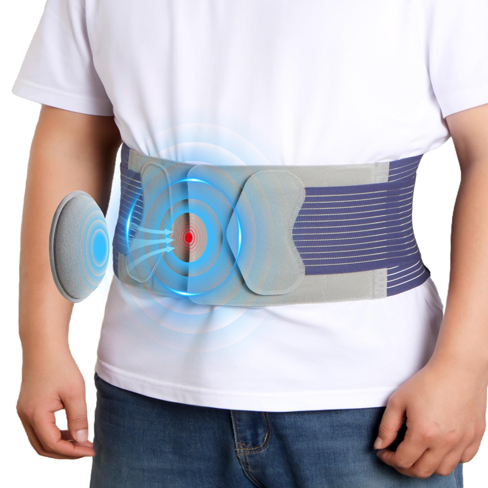 Photo 1 of Hernia Belts for Men and Women – Front-Closure Abdominal Binder with Extra Compression Strap & Soft Detachable Dual-Layer Hernia Pad – Comfortable Hernia Support for Men Post Surgery or Daily Relief (L/XL 38–48 in)