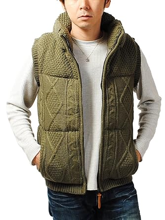 Amazon レヴォ Revo ケーブルニット 中綿 ベスト ダウンベスト