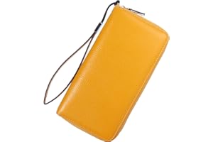 Lavemi Women's RFID Blocking 100% Leather Large Capacity Zip Around Wallet Phone Holder Clutch Travel Purse Wristlet