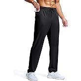 Pudolla Men's Lightweight Mesh Sweatpants Loose Fit Open Bottom Athletic Workout Gym Pants with Zipper Pockets