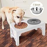 Polegas 3-in-1 Elevated Dog Bowl Stand with Slow Feeder White view 6