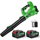 POPBULL Leaf Blower, 21V Cordless Blower with 2 x 4.5Ah Batteries and 1 Hour Fast Charger, Lightweight Leaf Blower for Patio Cleaning, Lawn Care, Blowing Fallen Leaves and Dust, etc.
