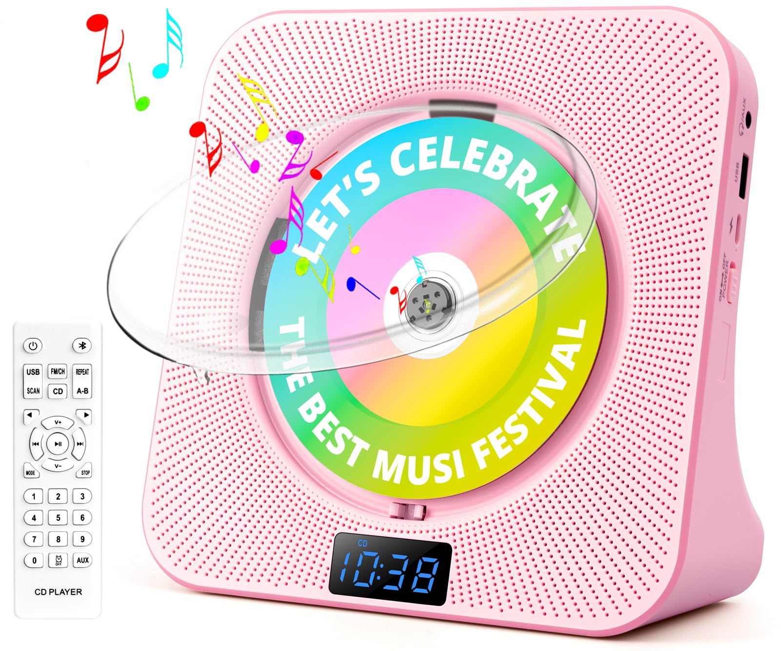 Desktop CD Player with Speakers, ROADOM Bluetooth