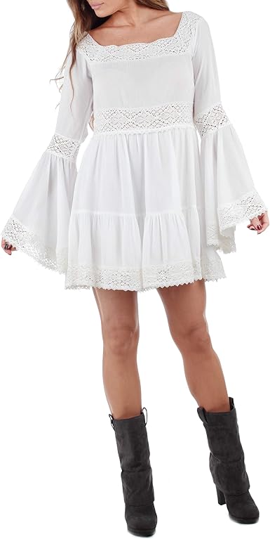 white bell sleeve dress