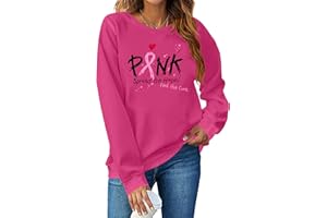 CAZYCHILD Breast Cancer Awareness Shirt Women Pink Ribbon Graphic Sweatshirt Breast Cancer Survivor Long Sleeve Shirts Tops