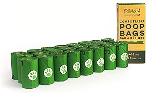 Pawsitive Solutions 3 Pack (360 Bags) Eco-Friendly Compostable Extra Thick and Strong Unscented Doggy Poop Waste Bags - Easy 