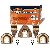 JMD 5-Pack Carbide Grit Oscillating Tool Blades for Grout Removal Grinding | Multitool Oscillating Saw Blades for Tile Cutting, Masonry Grout Removing, Dremel Accessories, Universal Quick Release Shank